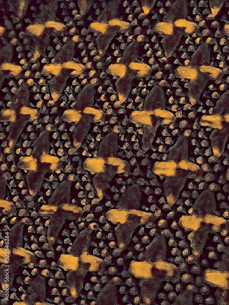 Poster golden and rusty coloured metallic repeating patterns and creative unique designs
