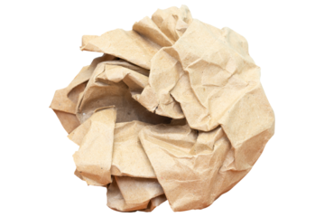 Isolated crumpled paper ball. Serious problem concept.