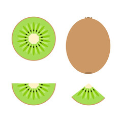 Obraz premium Kiwi set . Color vector illustration. Isolated on white background. 