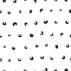 Black and white hand drawn crescent shape seamless repeat pattern