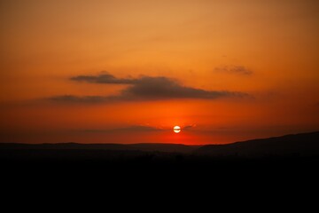 Red sunset. Abstract bright blur background