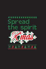 Naklejka premium Typography Merry Christmas T-shirt Design