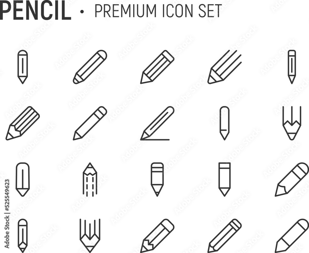 Wall mural editable vector pack of pencil line icons.