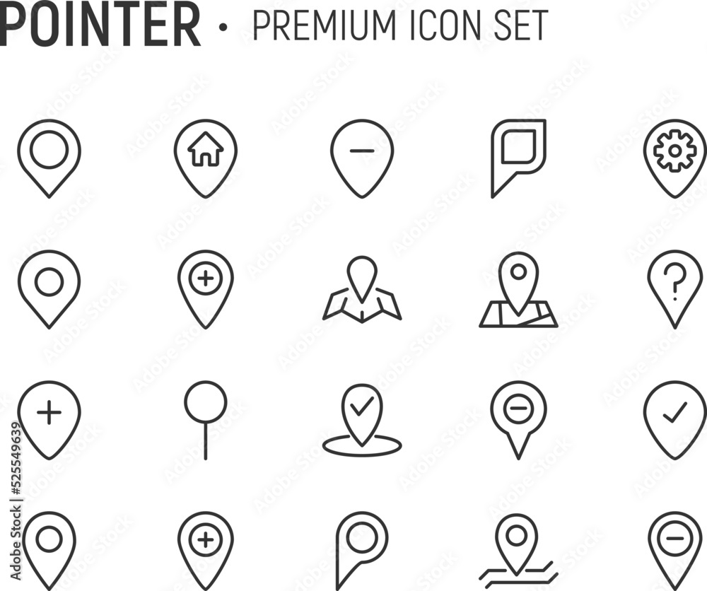 Poster editable vector pack of pointer line icons.