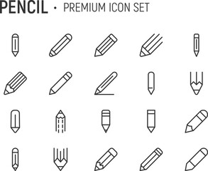 Editable vector pack of pencil line icons.