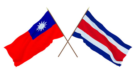 Background, 3D render for designers, illustrators. National Independence Day. Flags Taiwan and Thailand