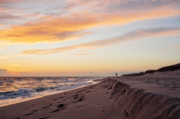 Dog Walks at Miacomet beach quiet and calm Sunset on Nantucket Island