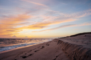 Dog Walks at Miacomet beach quiet and calm Sunset on Nantucket Island