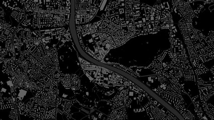 Fototapeta premium Urban city map of Salzburg. Vector poster. Black grayscale black and white road map.