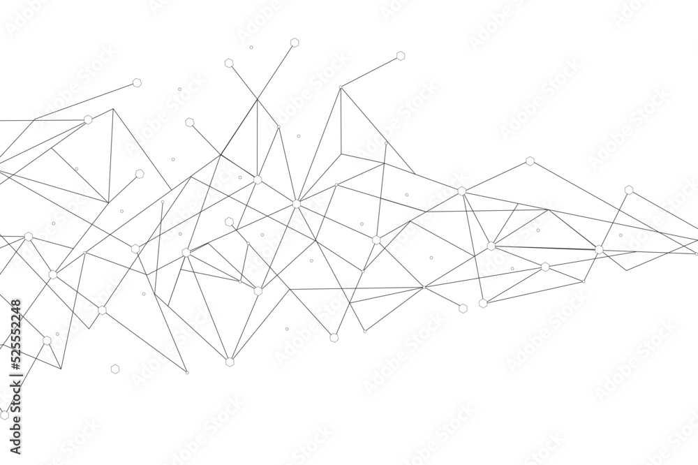 Wall mural network abstract connection isolated on white background. network technology background with dots an