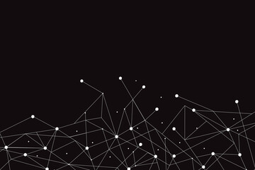 Network abstract connection isolated on black background. Network technology background with dots and lines. Ai background. Modern abstract concept. Ai background vector, network technology