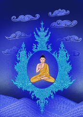 Buddha meditation in sky 