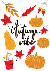 Poster with autumn leaves and the inscription 