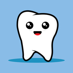 clean and white teeth cartoon character vector illustration smiling happily