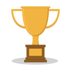 golden trophy icon vector illustration, victory symbol in sports