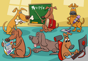 funny cartoon dogs comic characters group