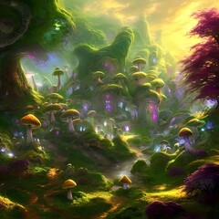 Obraz na płótnie Canvas Mushroom forest kingdom magical fantasy concept art digital painting artwork