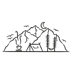 hand drawn camping place illustration