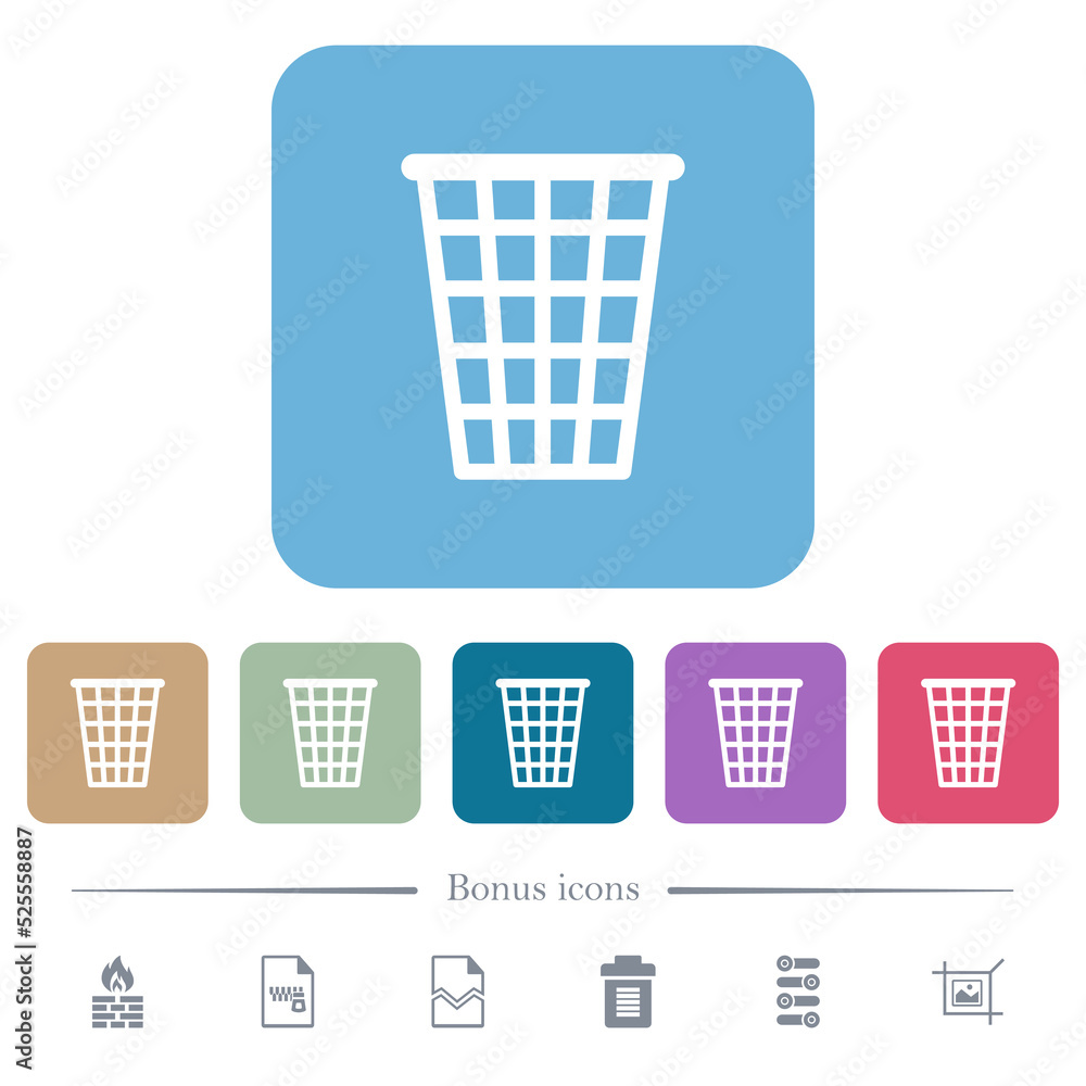 Aufkleber single empty tall trash outline flat icons on color rounded square backgrounds