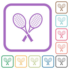 Two tennis rackets simple icons