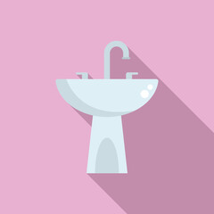 Faucet basin icon flat vector. Water pipeline