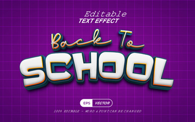 Back to school text effect style. Editable text effect.