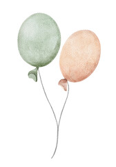 Balloons.  Watercolor painting transparent.