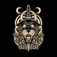 panther dagger tattoo vector design