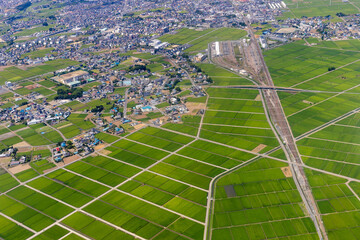 川越線の川越車両センター付近を空撮