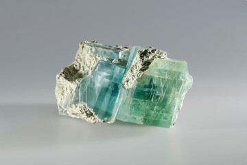 Brucite mineral magnesium hydroxide, fused green blue crystals. Museum Mineral Series....