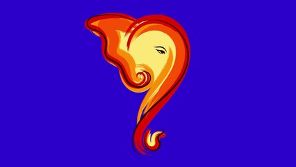Stroke Animation Of Ganesha On Blue Screen indian cultural festival_JP