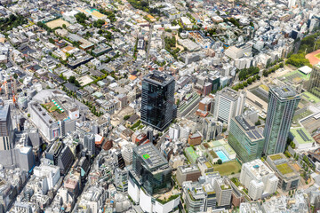 渋谷のアベマタワーズ付近を空撮