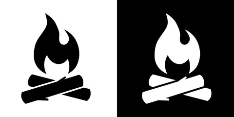 Bonfire symbol and campfire icon - obrazy, fototapety, plakaty