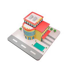 Flat Hotel building icon isolated 3d render illustration