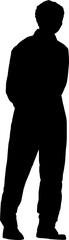 standing silhouette of a man. isolated vector silhouette.
