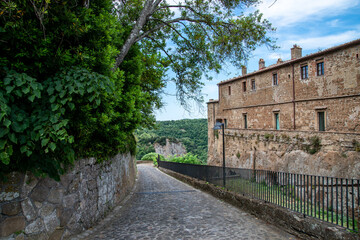 Tuscany, Italy. Orsini Fortress of the medieval hill town of Sorano. Etruscan towns of Tuscany....