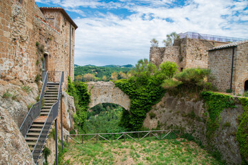 Tuscany, Italy. Orsini Fortress of the medieval hill town of Sorano. Etruscan towns of Tuscany....