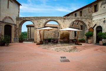 Tuscany, Italy. Insiede Orsini Fortress of the medieval hill town of Sorano. Etruscan towns of...