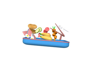 Traditional japanese bento food isolated 3d icon