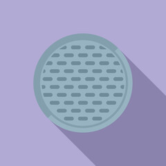Sewage manhole icon flat vector. City road