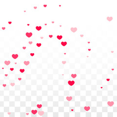 Hearts Confetti Falling Background. St. Valentine's Day pattern. Romantic Scattered Hearts Design Element. Love. Sweet Moment. Gift. Cute Element of Design for Sales or Celebration.