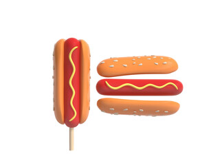 3d rendering of bread icon isolated