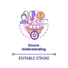 Ensure understanding concept icon. Employee awareness. Crisis management team abstract idea thin line illustration. Isolated outline drawing. Editable stroke. Arial, Myriad Pro-Bold fonts used