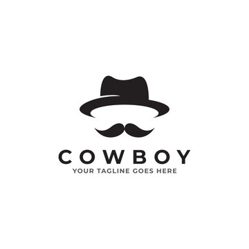 Hat cowboy logo design vector template.
