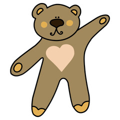 Toy Teddy Bear, Cartoon Teddy Bear, Teddy Illustration, Bear illustration, Animal Illustration, Hand-drawn illustration.