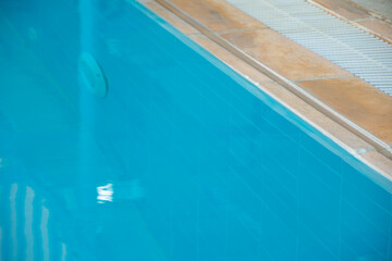 Beautiful blue water in the pool water backlight view