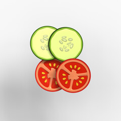 Sliced vegetables icon isolated 3d render illustration