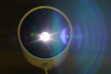 close up of a projector's lens 