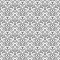 Seamless japanese pattern with scales. Fish scale wallpaper. Asian traditional ornament with repeated scallops. Repeated circles and semicircles background. Vinyl motif. Surface design. Vector art.