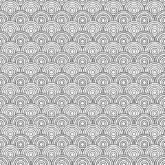 Seamless japanese pattern with scales. Fish scale wallpaper. Asian traditional ornament with repeated scallops. Repeated circles and semicircles background. Vinyl motif. Surface design. Vector art.